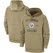 Men's Pittsburgh Steelers Tan 2019 Salute to Service Sideline Therma Pullover Hoodie