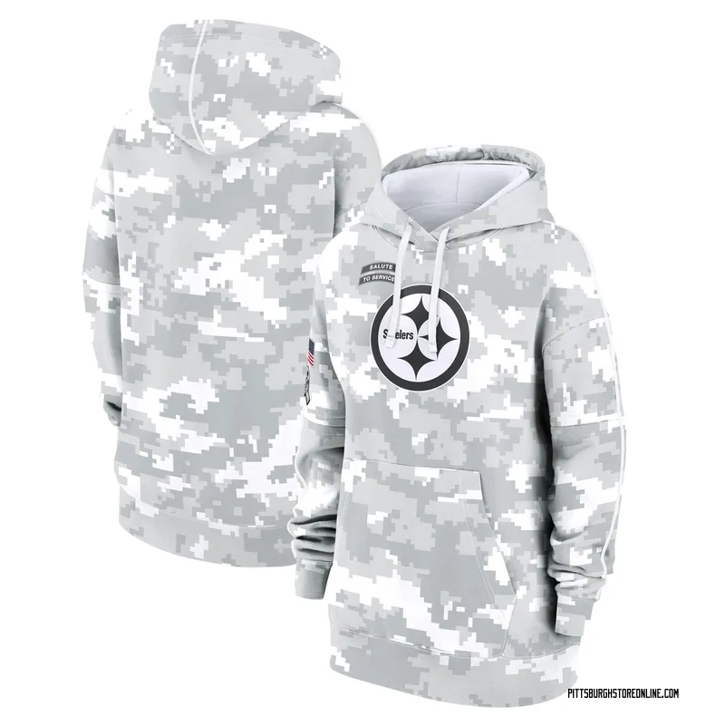 Arctic Camo Women's Pittsburgh Steelers 2024 Salute To Service Club Fleece Pullover Hoodie