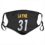 Black Justin Layne Pittsburgh Steelers Washable & Reusable Face Mask With PM2.5 Filter