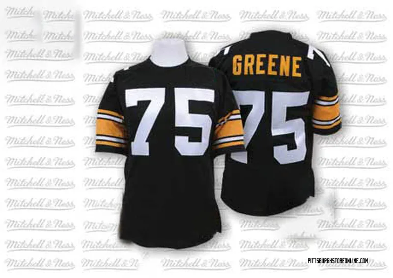 Mens Pittsburgh Steelers Joe Greene Mitchell & Ness Black Authentic Throwback  Jersey