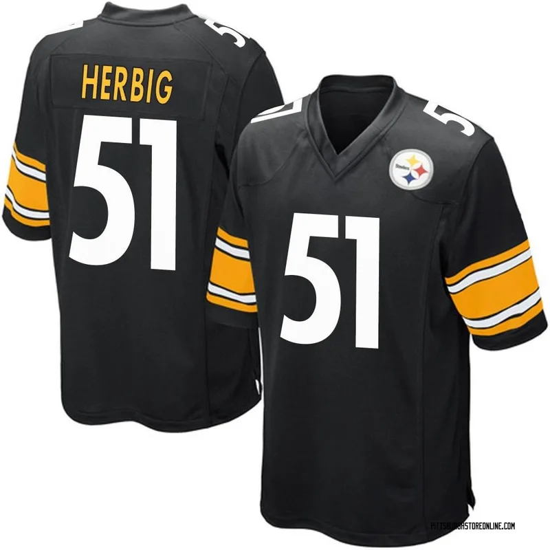 Black Men's Nick Herbig Pittsburgh Steelers Game Team Color Jersey