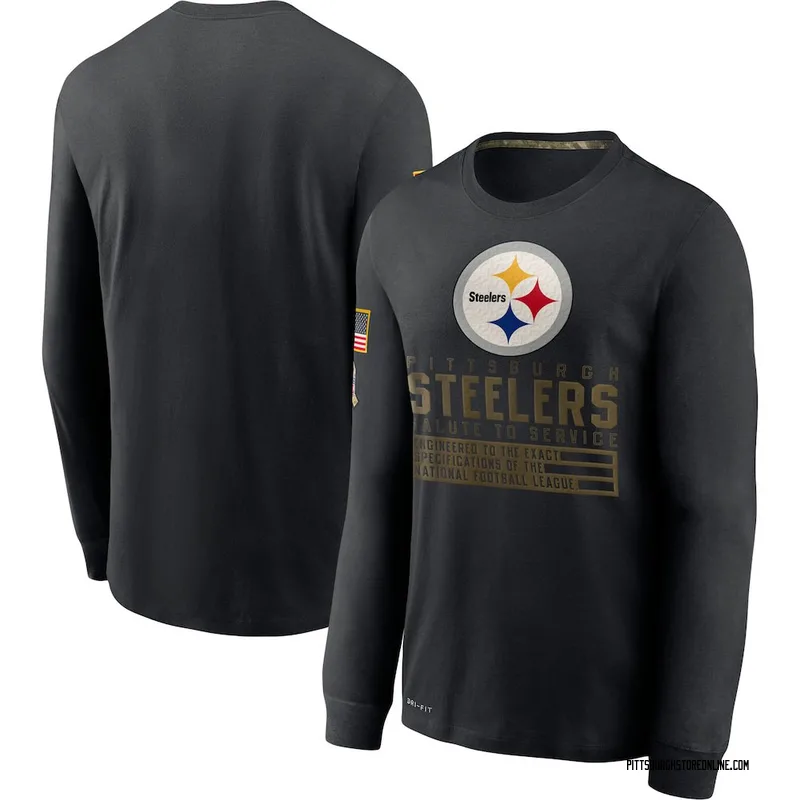 Youth Levi Wallace Pittsburgh Steelers Black 2020 Salute To Service  Sideline Performance Long Sleeve T-Shirt