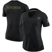 Black Women's Ben Roethlisberger Pittsburgh Steelers Limited 2020 Salute To Service Jersey