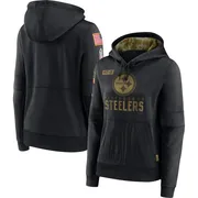 Black Women's Pittsburgh Steelers 2020 Salute to Service Performance Pullover Hoodie