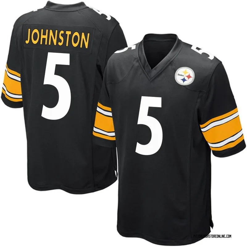 Black Youth Cameron Johnston Pittsburgh Steelers Game Team Color Jersey