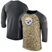 Camo Men's Pittsburgh Steelers Legend /Anthracite Salute to Service 2017 Sideline Performance Three-Quarter Sleeve T-Shirt