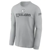 Gray Men's Pittsburgh Steelers 2024 Salute To Service Long Sleeve T-Shirt