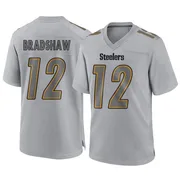 Gray Youth Terry Bradshaw Pittsburgh Steelers Game Atmosphere Fashion Jersey