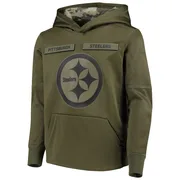 Green Youth Pittsburgh Steelers 2018 Salute to Service Pullover Performance Hoodie