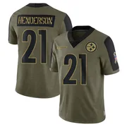 Olive Men's C.J. Henderson Pittsburgh Steelers Limited 2021 Salute To Service Jersey