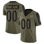 Olive Men's Custom Pittsburgh Steelers Limited 2021 Salute To Service Jersey