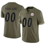 Olive Men's Custom Pittsburgh Steelers Limited 2022 Salute To Service Jersey