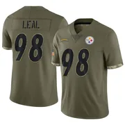 Olive Men's DeMarvin Leal Pittsburgh Steelers Limited 2022 Salute To Service Jersey