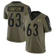 Olive Men's Dermontti Dawson Pittsburgh Steelers Limited 2021 Salute To Service Jersey