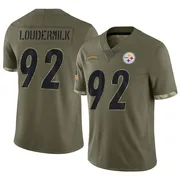 Olive Men's Isaiahh Loudermilk Pittsburgh Steelers Limited 2022 Salute To Service Jersey