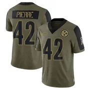 Olive Men's James Pierre Pittsburgh Steelers Limited 2021 Salute To Service Jersey