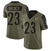 Olive Men's Mike Wagner Pittsburgh Steelers Limited 2021 Salute To Service Jersey