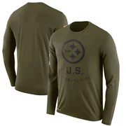 Olive Men's Pittsburgh Steelers Legend 2018 Salute to Service Sideline Performance Long Sleeve T-Shirt