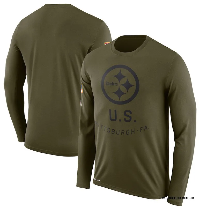 Olive Men's Pittsburgh Steelers Legend 2018 Salute to Service Sideline Performance Long Sleeve T-Shirt