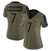 Olive Women's Ben Roethlisberger Pittsburgh Steelers Limited 2021 Salute To Service Jersey