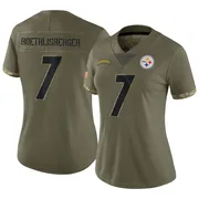 Olive Women's Ben Roethlisberger Pittsburgh Steelers Limited 2022 Salute To Service Jersey