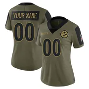 Olive Women's Custom Pittsburgh Steelers Limited 2021 Salute To Service Jersey