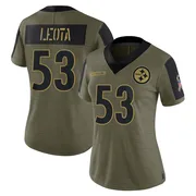 Olive Women's Eku Leota Pittsburgh Steelers Limited 2021 Salute To Service Jersey