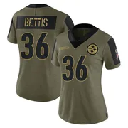 Olive Women's Jerome Bettis Pittsburgh Steelers Limited 2021 Salute To Service Jersey