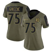 Olive Women's Joe Greene Pittsburgh Steelers Limited 2021 Salute To Service Jersey