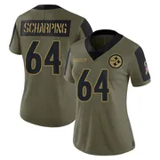 Olive Women's Max Scharping Pittsburgh Steelers Limited 2021 Salute To Service Jersey