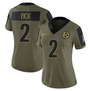 Olive Women's Mike Vick Pittsburgh Steelers Limited 2021 Salute To Service Jersey