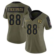 Olive Women's Pat Freiermuth Pittsburgh Steelers Limited 2021 Salute To Service Jersey