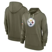 Olive Women's Pittsburgh Steelers 2022 Salute to Service Performance Pullover Hoodie