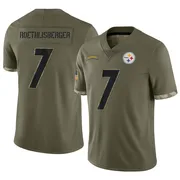 Olive Youth Ben Roethlisberger Pittsburgh Steelers Limited 2022 Salute To Service Jersey