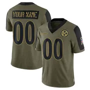 Olive Youth Custom Pittsburgh Steelers Limited 2021 Salute To Service Jersey