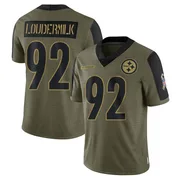 Olive Youth Isaiahh Loudermilk Pittsburgh Steelers Limited 2021 Salute To Service Jersey