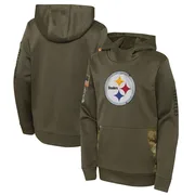 Olive Youth Pittsburgh Steelers 2022 Salute to Service Performance Pullover Hoodie