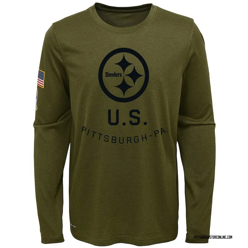 Olive Youth Pittsburgh Steelers Legend 2018 Salute to Service Performance Long Sleeve T-Shirt