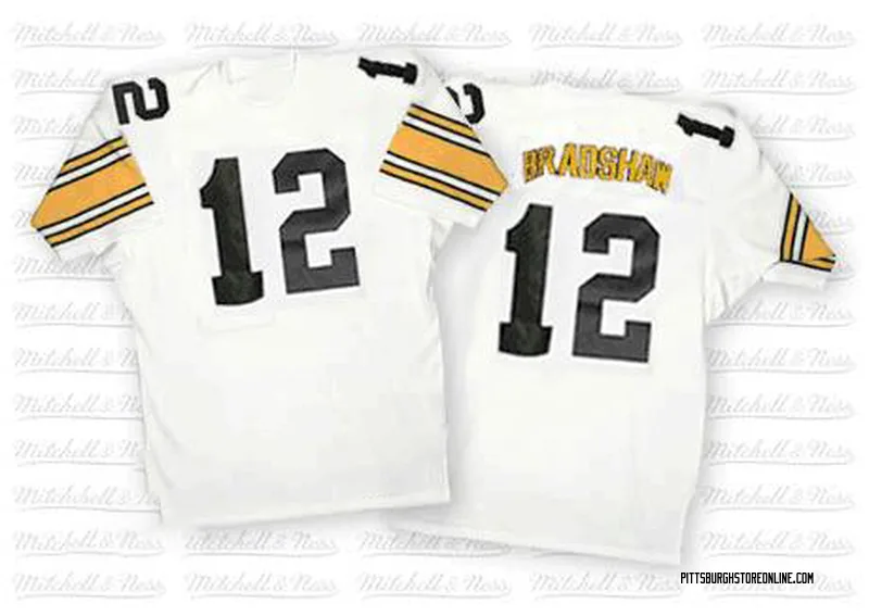 White Men's Terry Bradshaw Pittsburgh Steelers Authentic Mitchell And Ness Throwback Jersey