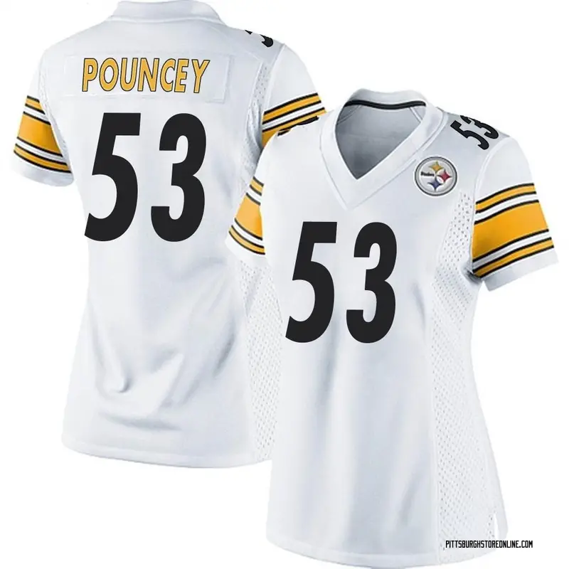 TSE Shop Maurkice Pouncey Signed Custom Pro-Style White Away Jersey with 9x PB (Damaged)