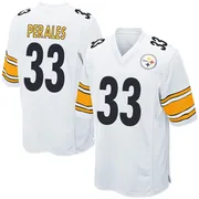 White Youth David Perales Pittsburgh Steelers Game Jersey